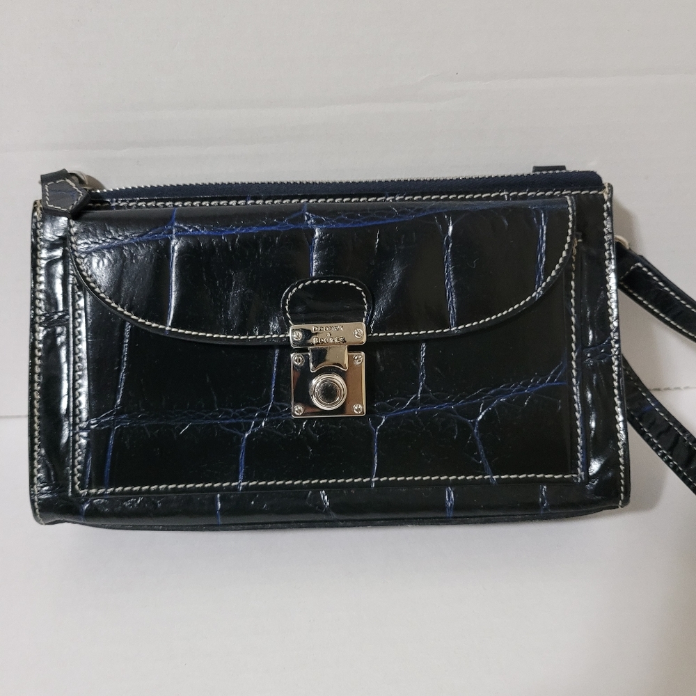 Dooney Bourke Blue Croco Clutch Wallet